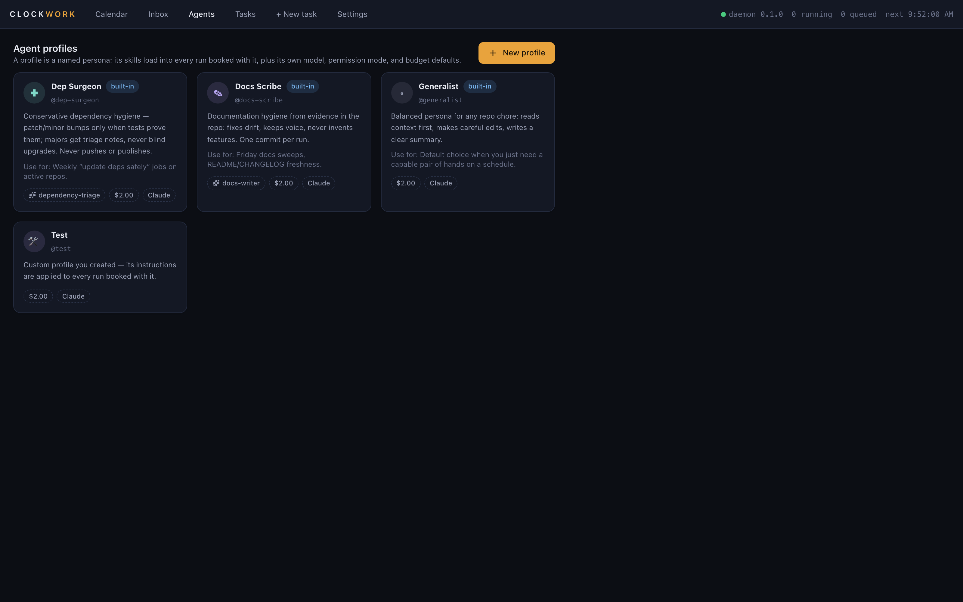 Agent profiles library