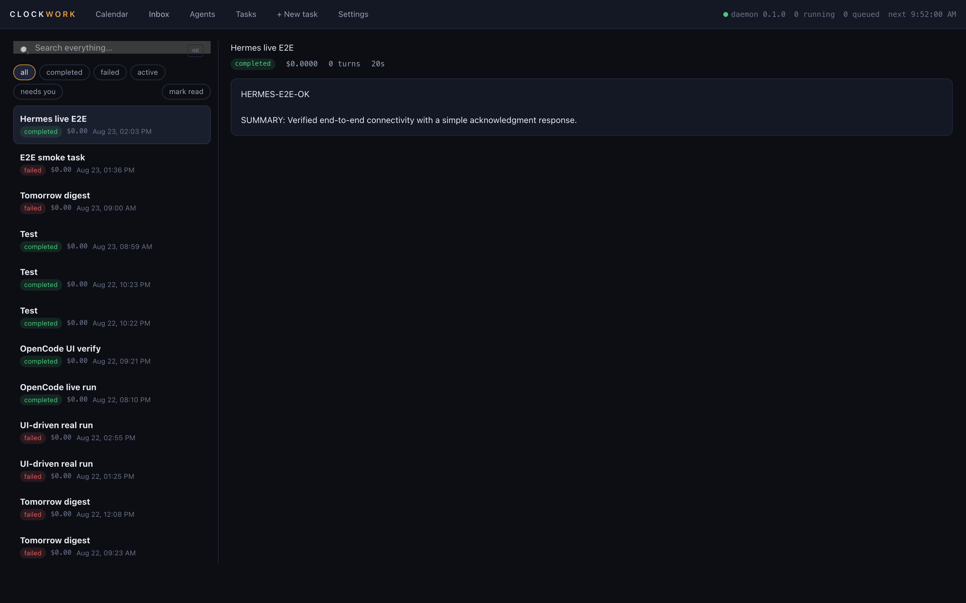 Run report with summary and cost